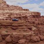 Toyota perched along the rocks in Utah 